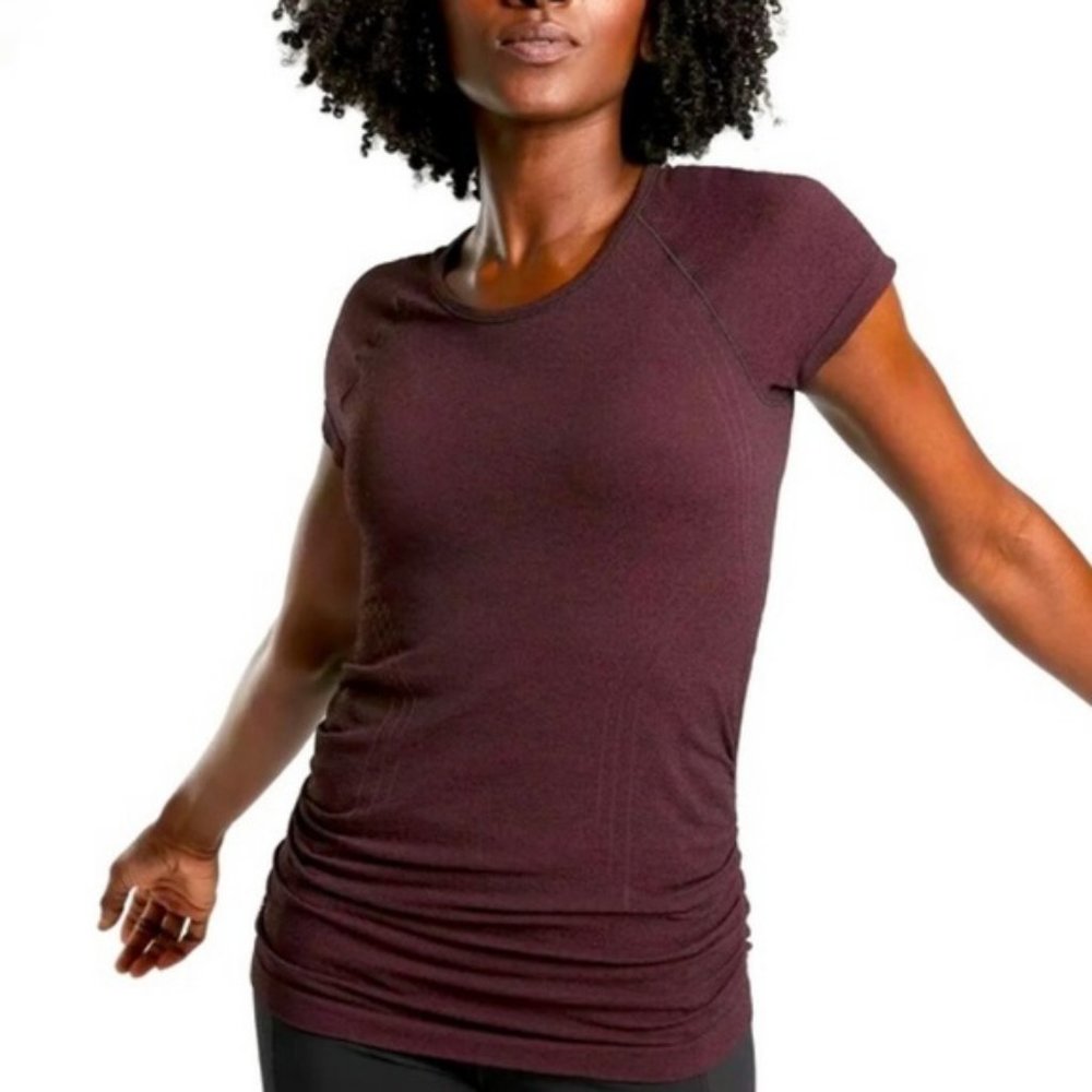 Athleta Speedlight Heather Tee Antique Burgundy